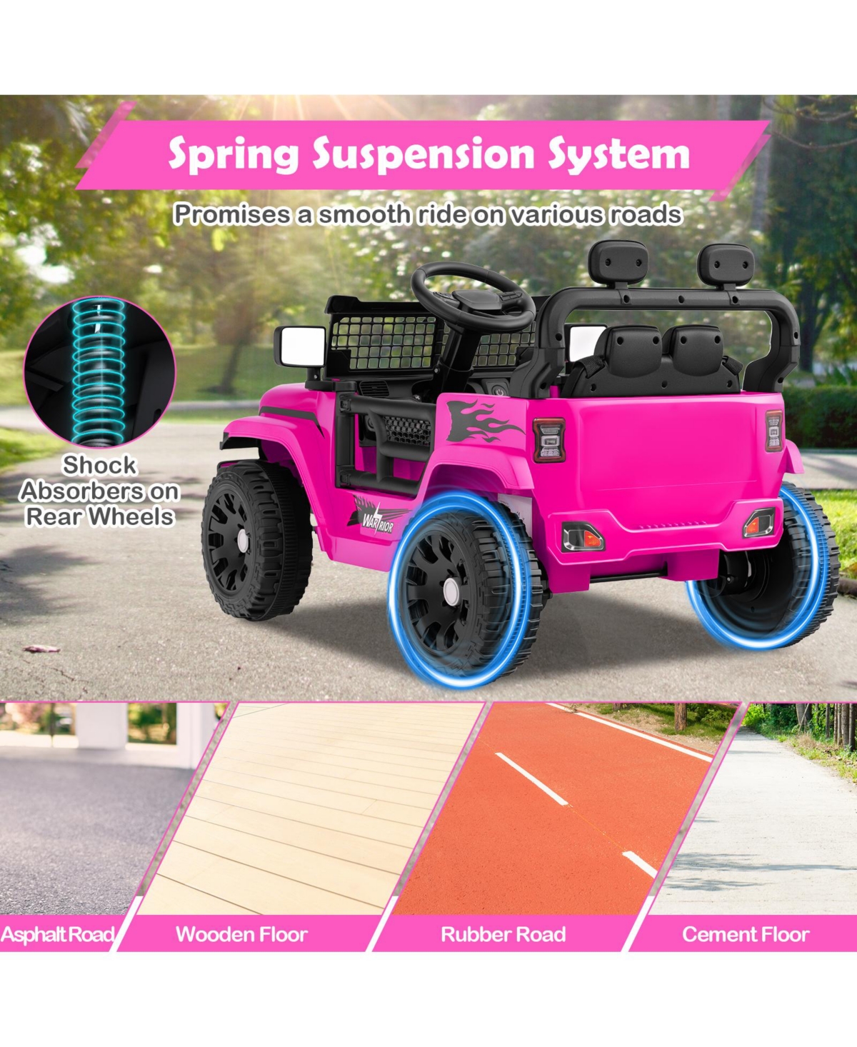 Hongge 12V Battery-Powered Kids Ride-On Truck with Music, Lights, and Remote - Pink