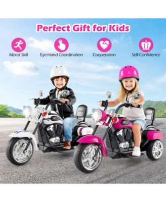 6V Toddler 3-Wheel Motorbike Ride-On Toy with Headlight and Horn - Black&White