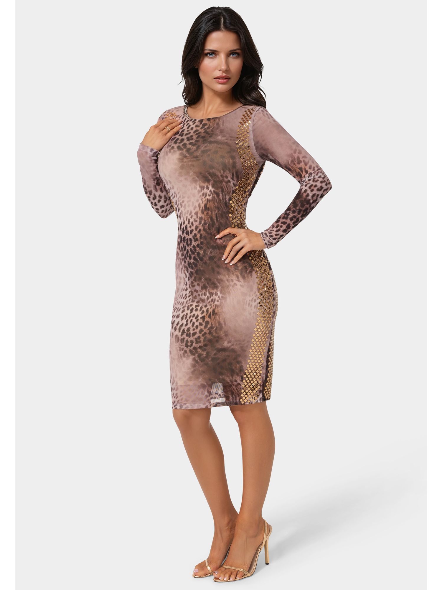 Women's BodyCon Embellished Knee Length Dress