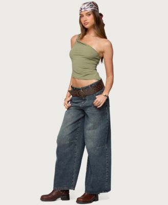 Women's Knotted One Shoulder Asymmetric Top