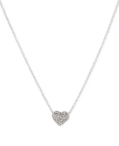Touch of Silver Pavé Heart Pendant Necklace in Silver-Plated Metal
