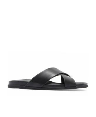 Men's Jake Dress Casual Cross-Strap Leather Slide Sandal