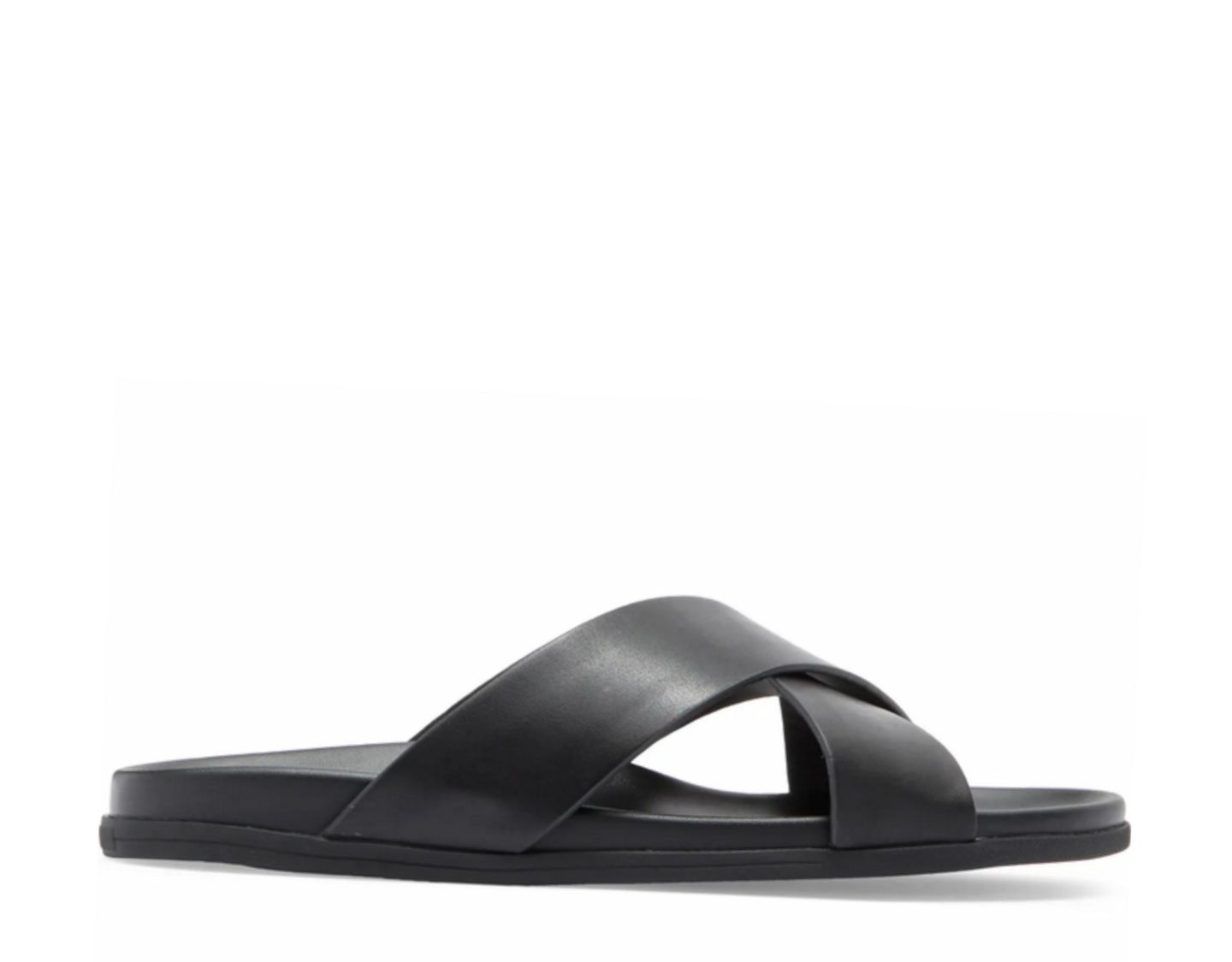 Мужские сандалии Blake McKay Jake Dress Casual Cross-Strap Leather Slide Sandal, цвет: Чёрный — фото 2