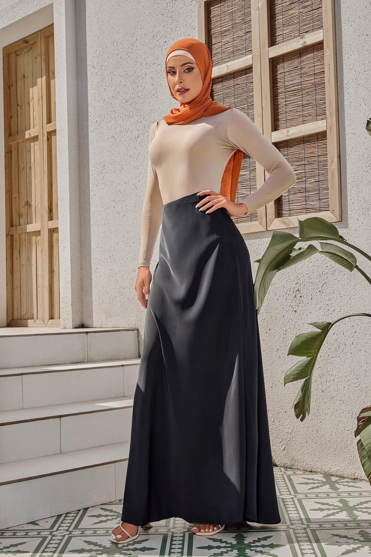 Urban Modesty Women's Brown Satin Skirt