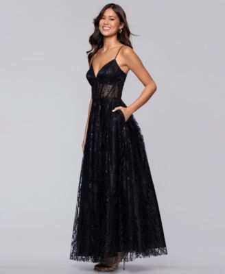 Juniors' Glitter Illusion Bodice Ballgown