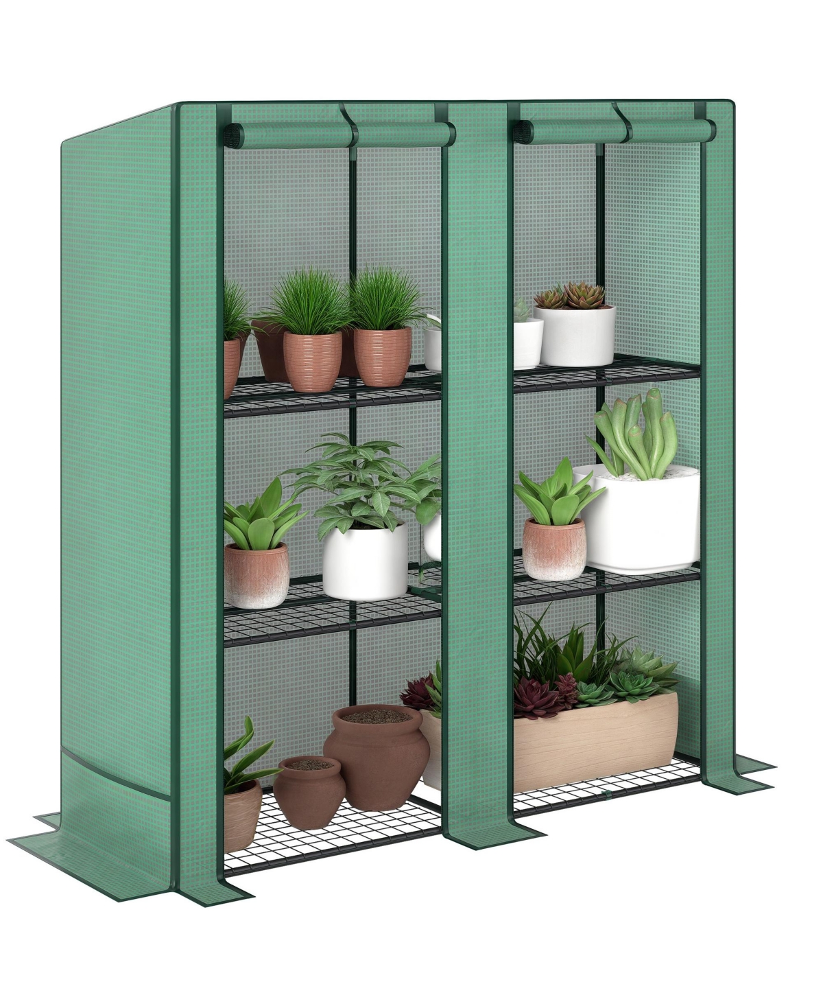 Outsunny Lean-to house with Roll-Up Doors, Portable house,