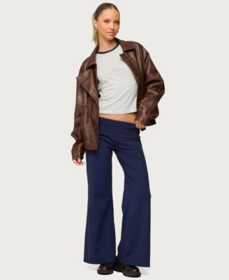 Women's Wide Leg Fold Over Pants