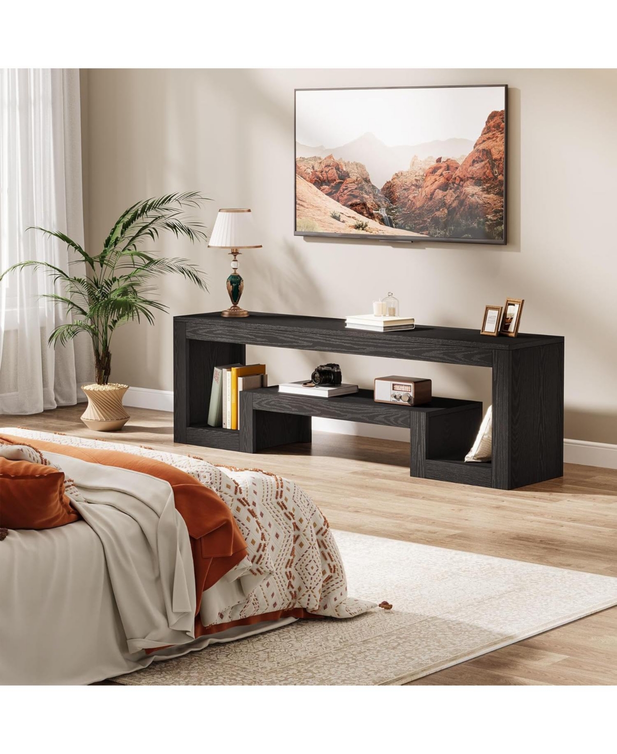 Tribesigns 63-Inch Tv Stand for 55/60/65/75-Inch TVs, Farmhouse Entertainment Center, Rustic Brown