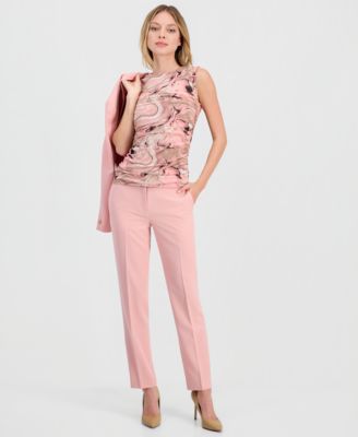 Women's Bi-Stretch Collarless Open-Front Blazer, Scoop-Neck Camisole & Bi-Stretch Straight-Leg Dress Pants, Macy's Exclusive