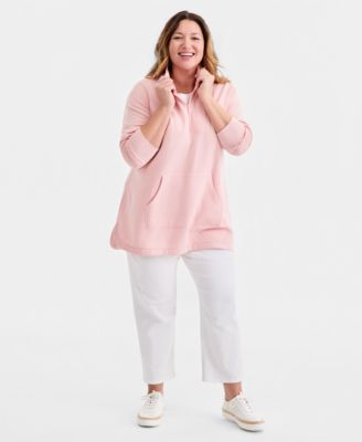 Plus Size Luxsoft Fleece Quarter-Zip Tunic Sweatshirt
