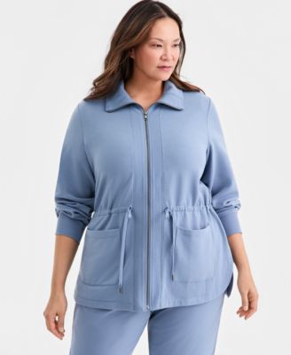 Style & Co Plus Size Lux Soft Fleece Anorak Knit Jacket