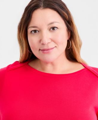 Plus Size Pima Cotton 3/4-Sleeve Top