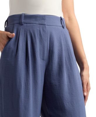 Juniors' Solid Airflow Pleated Wide-Leg Pants