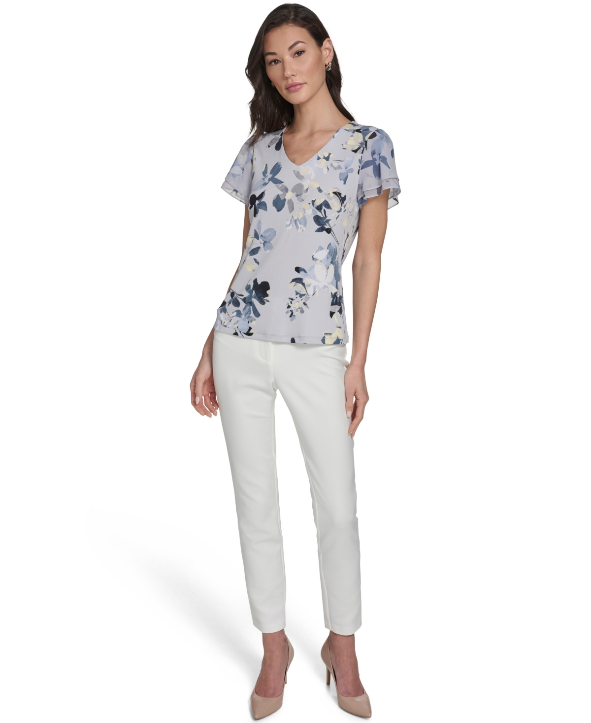 Calvin Klein Women's Printed V-Neck Top
