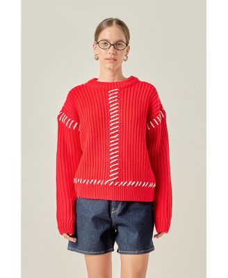 Women's Stitch Detailed Chunky Crew Neck Knit