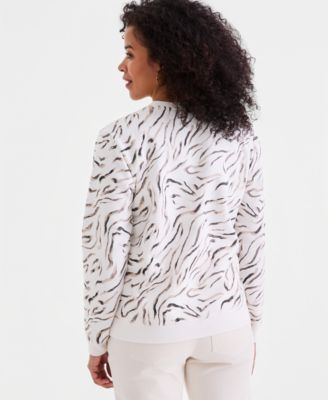 Women's Printed Fleece Crewneck Sweatshirt