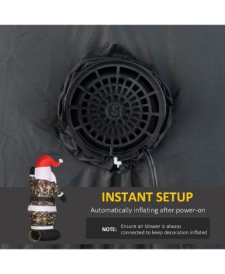 8' Lighted Display Camo Santa Claus Inflatable Yard Decor