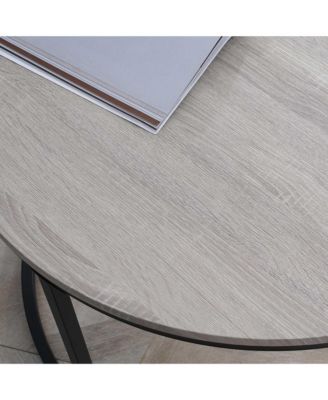 Round Table Set of 2 Nesting Tables Metal Frame,