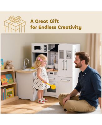 Wooden Big Kitchen Playset for Kids with Tons of Storage, Sound Effect