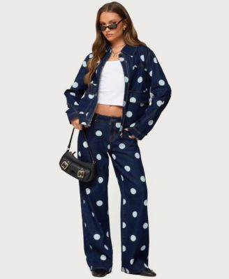 Women's Leyah Polka Dot Oversized Denim Jacket