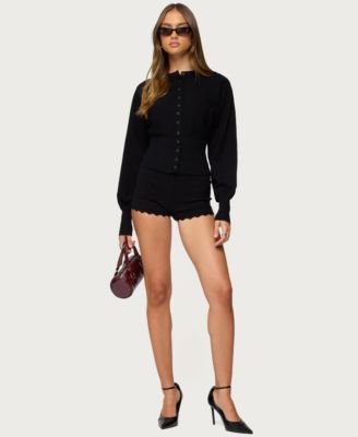 Women's Maizy Scalloped Knit Micro Shorts