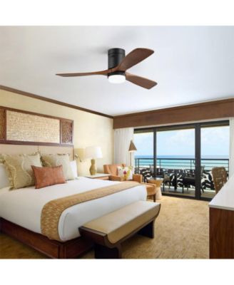 52-inch Modern Black 3-Blade Light Ceiling Fan with Remote Control and Supporting Mobile Device Connection