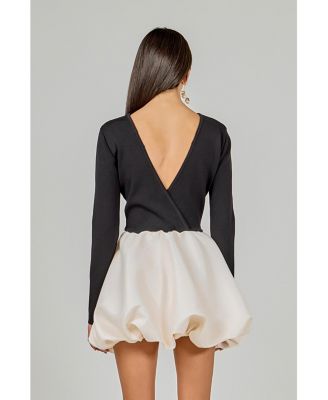 Women's Long Sleeve Open Back Knit Mini Dress