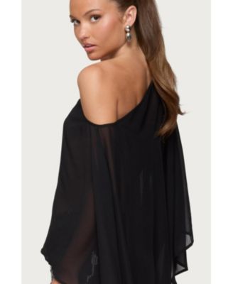 Women's Sheer Chiffon Asymmetric Poncho