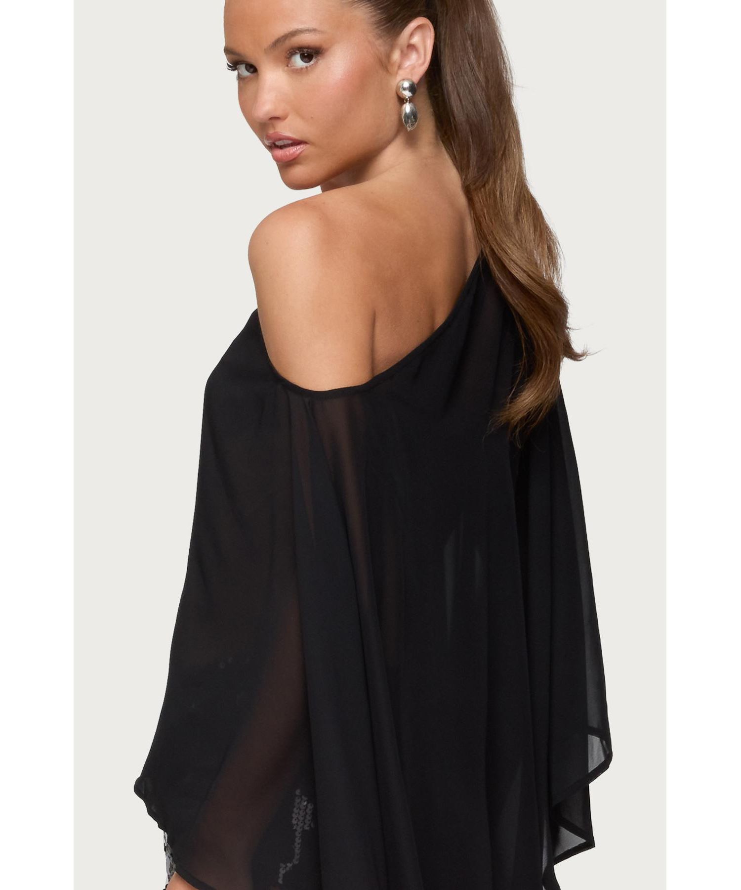 Women's Sheer Chiffon Asymmetric Poncho