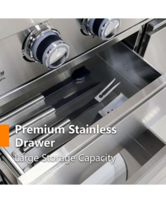 46" 4-Burner 72000 BTU Stainless Steel Outdoor Kitchen Grill Island with Fridge