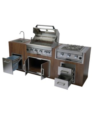 32" Built-In Gas Grill Outdoor Kitchen with Infrared Burner, Sink & Tool Set