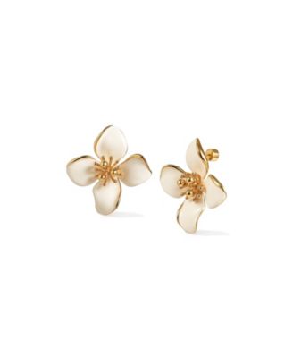 Retro Chic Large Blossom Stud Earrings - White gold 109$