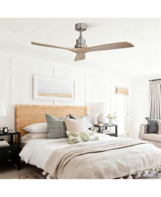 52-inch Modern Sand Nickel 3-Blade Light Ceiling Fan with Remote Control and Supporting Mobile Device Connection