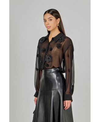 Women's Floral Detail Shirt Blouse