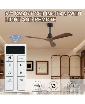 52-inch Modern Black 3-Blade Light Ceiling Fan with Remote Control and Supporting Mobile Device Connection