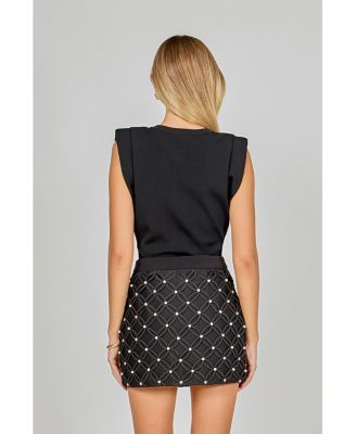 Women's Knit Pleated Shoulder Top