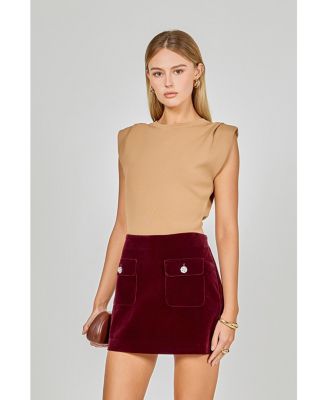 Women's Knit Pleated Shoulder Top