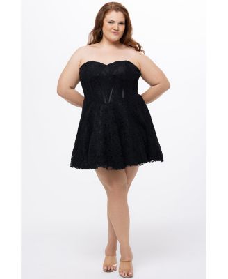 Women's Strapless Lace Bustier Party Dress