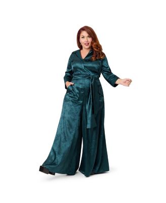 Plus Size 1970s Satin Flare Jumpsuit
