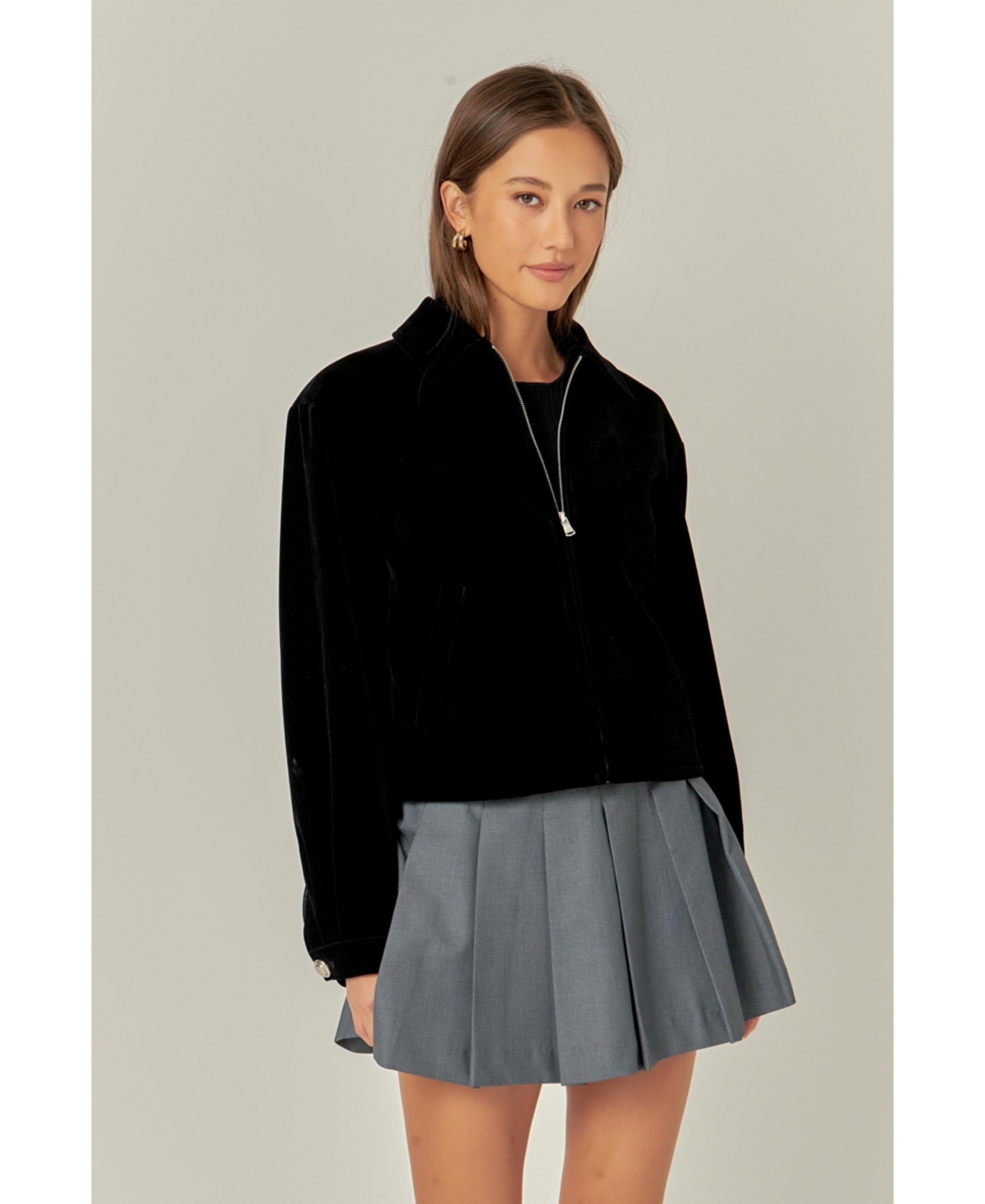 English Factory Women's Velvet Bomber Jacket