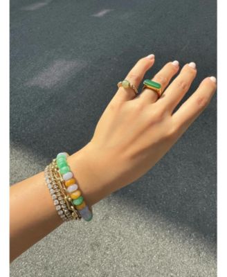 Lavender field Beaded jade bracelet