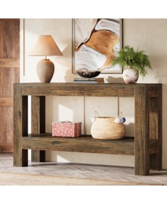 63-Inch Wood Entryway Table, Long Farmhouse Narrow Console Table for Living Room