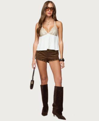 Women's Hallie Sequin Babydoll Halter Top