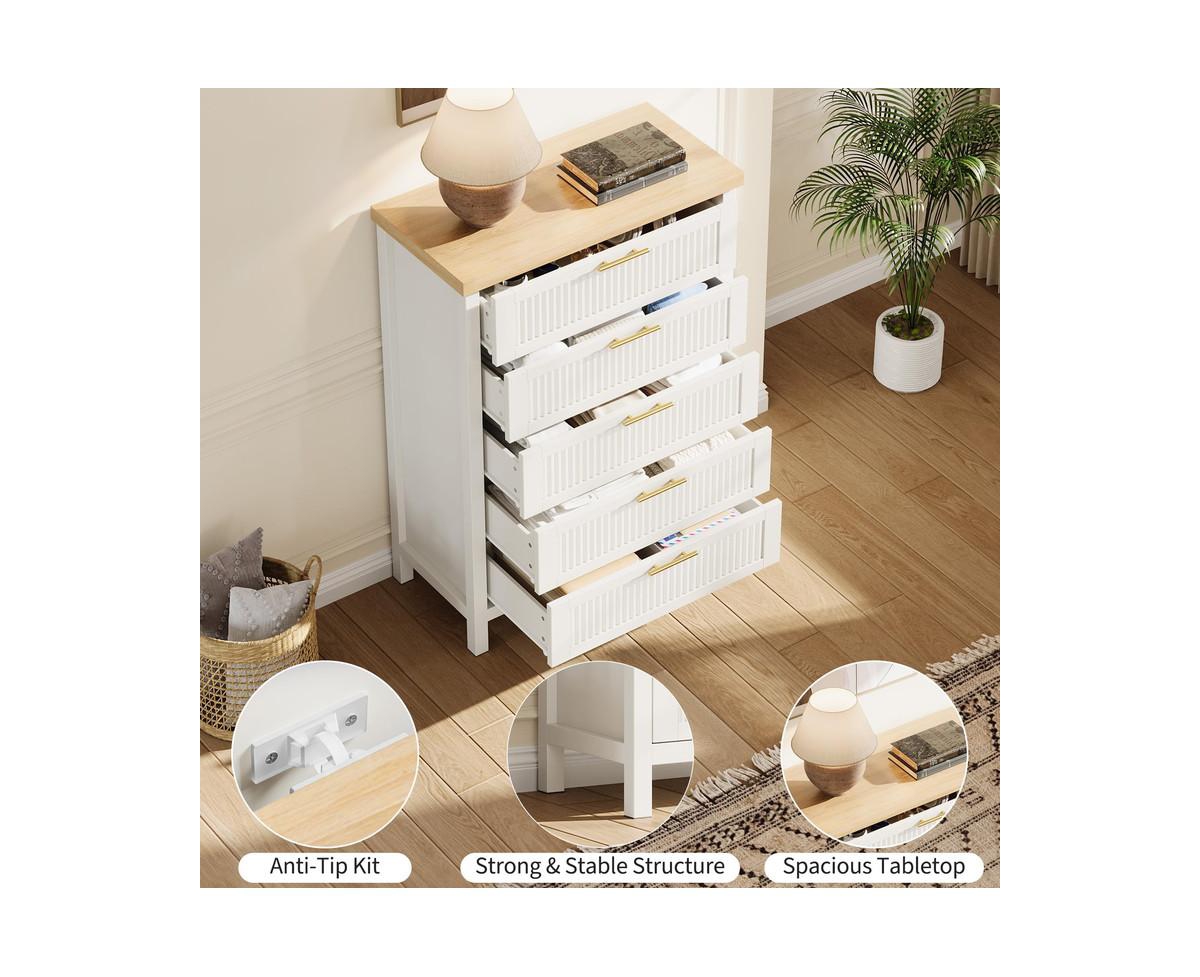 Gaomon Fluted Dresser for Bedroom with 5 Drawers