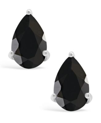 Black Onyx Stud Earrings in 14k White Gold (Also in Aquamarine & Morganite)