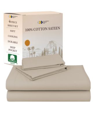 California Design Den Soft 100% Cotton Sheets Set - Durable Sateen, Deep Pocket - Queen