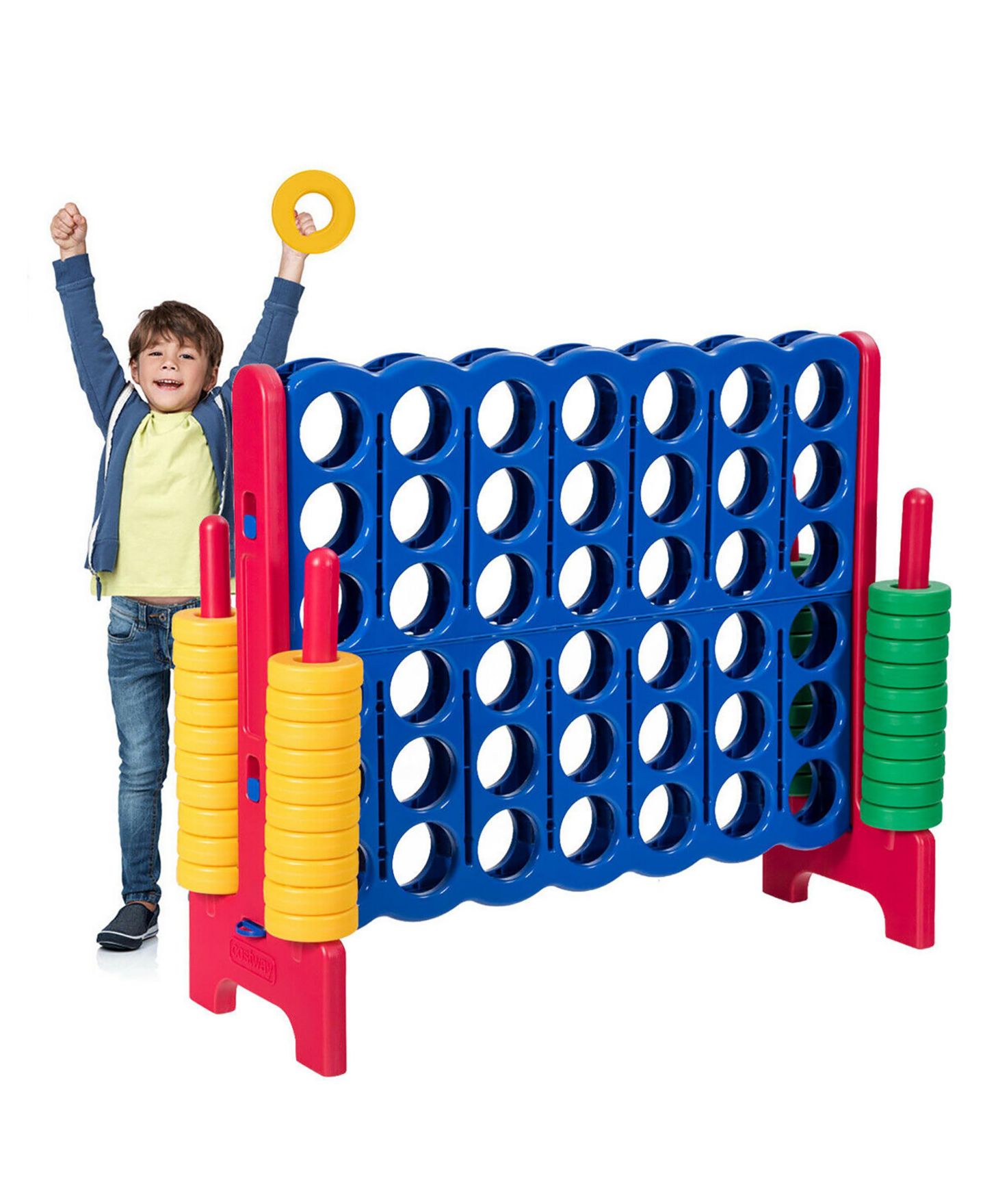 Детская настольная игра Costway 4-to-Score Giant Outdoor Board Game, Ages 3+, цвет: Синий — фото 1