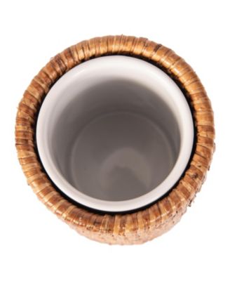 Rattan Round Tumbler with Ceramic Insert