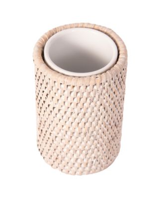 Rattan Round Tumbler with Ceramic Insert