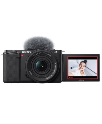 Sony ZV-E10 Mirrorless Camera with 16-50mm Lens, Black Bundle with Flashpoint iM30 Mini Flash for Camera, Memory Card, Shoulder Bag, Filter Kit